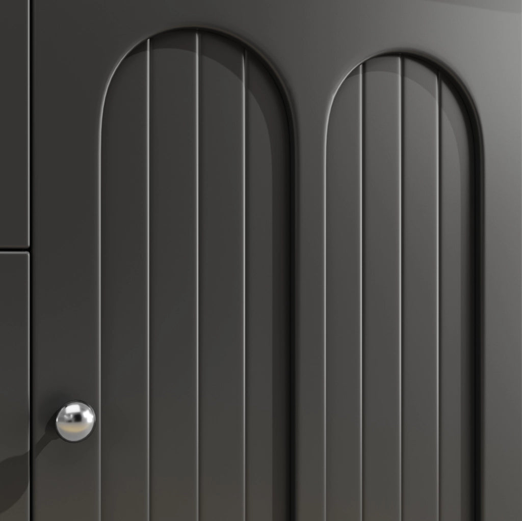 Mobile alto 120x40x180 cm con illuminazione LED APP e ripiani regolabili in MDF nero naturale