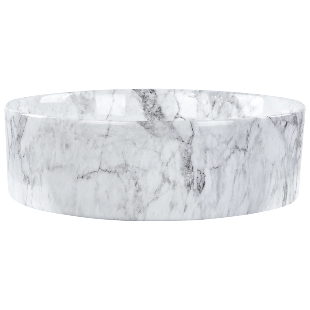 Lavabo da appoggio Ceramica effetto marmo bianco 400 mm Lavello da bagno rotondo opaco