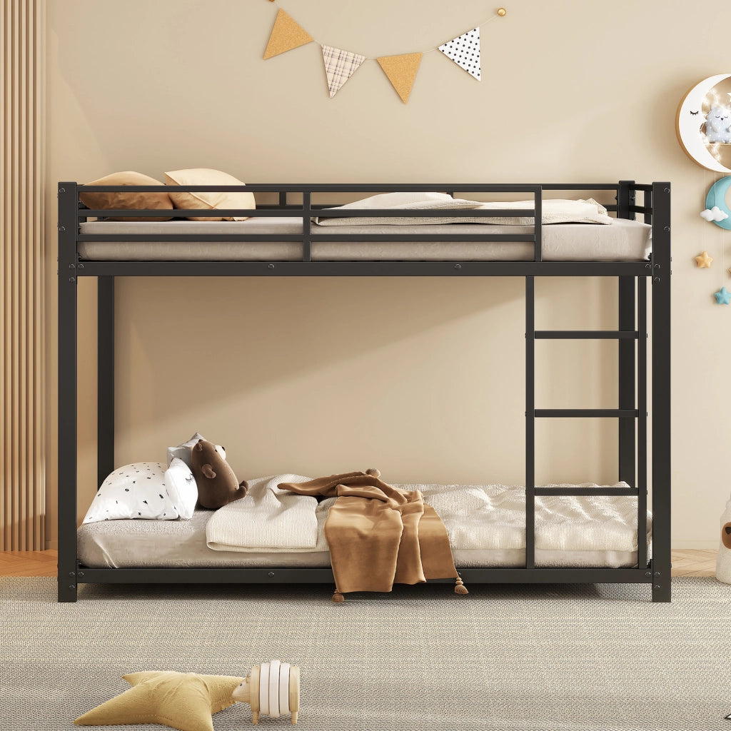 Letto a castello in metallo 90x200 cm; nero