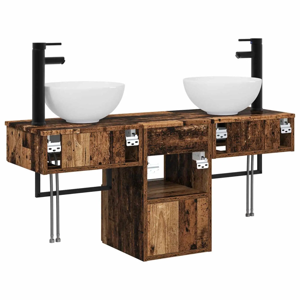 Set di mobili per il bagno 3 pz Legno antico 3405595
