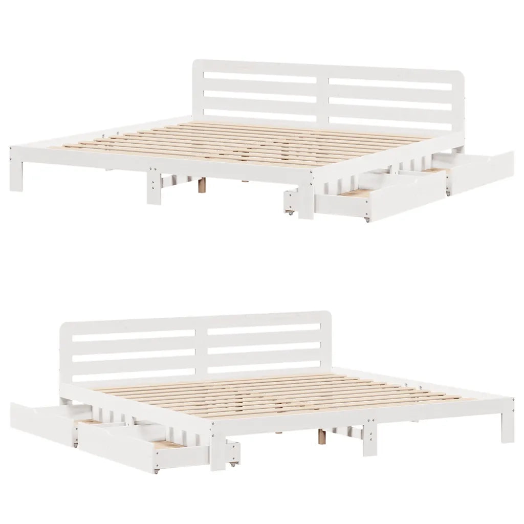 Giroletto senza Materasso Bianco 200x200 cm Legno Massello Pino 3309858