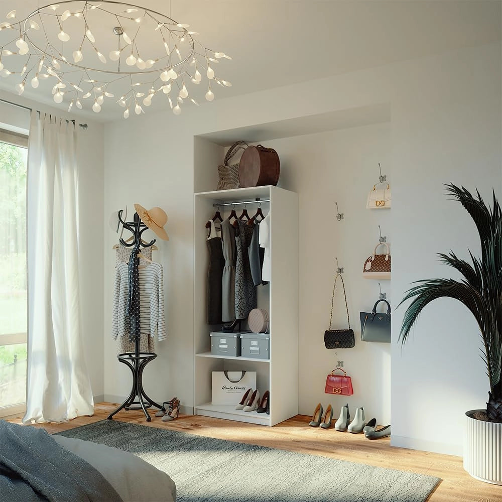 Armadio Elmo, Bianco, 80 x 200 cm, per una conservazione flessibile di diversi capi di abbigliamento