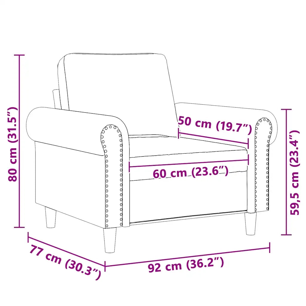 Divano Sedia-Poltrona Rosso Vino 60 cm Velluto 432292