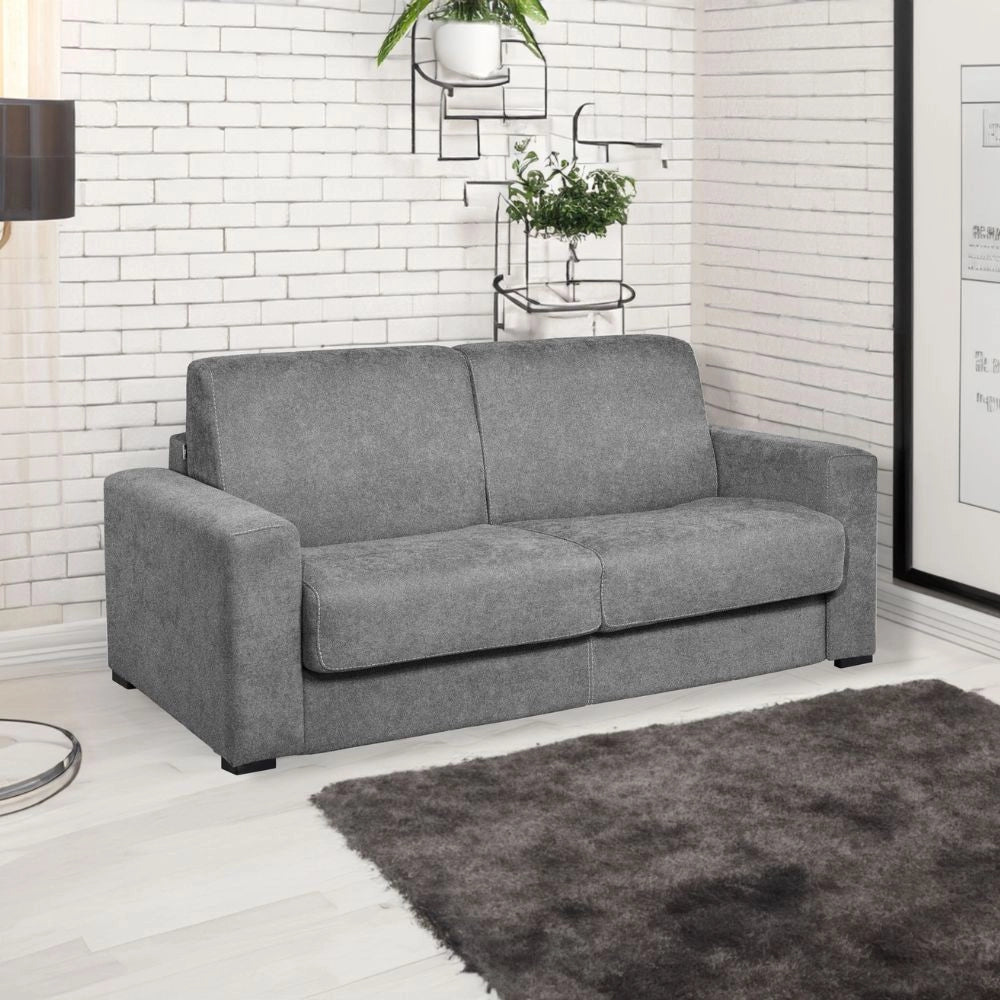 Divano letto 3 posti Kriog nabuk Maryanne32 colore grigio cenere scuro 197x96x90h