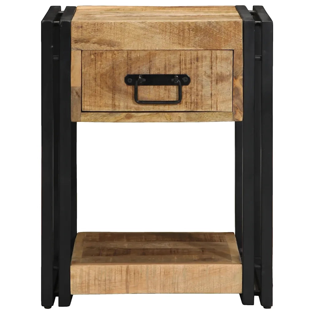 Comodini 2 pz 40x40x50 cm in Legno Massello di Mango Grezzo 4016701