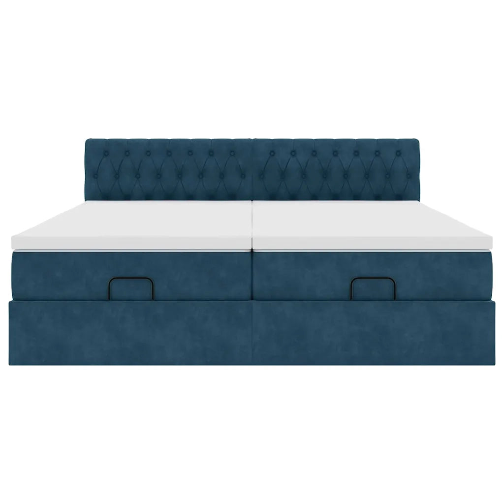 Pouf Letto con Materassi e LED Blu Scuro 200x200cm Velluto 3312951