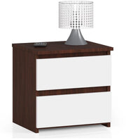 Comodino AKORD CL2 Wengé 40 cm 2 cassetti inserto frontale Bianco 40x35x40 cm