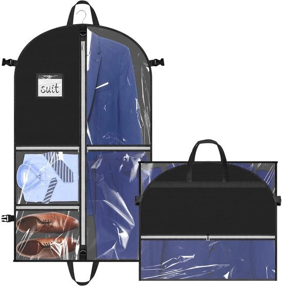 Tas per Abbigliamento con Borse - Opvougbile e Impermeabile - Nero - Borse trasparenti - Adatto per Abito, Cappotto e Gonna