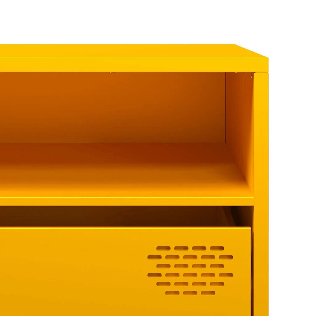 Mobile porta TV moderno con ampio spazio contenitivo 202 x 39 x 43 cm in acciaio laminato a freddo giallo senape 02_0055641