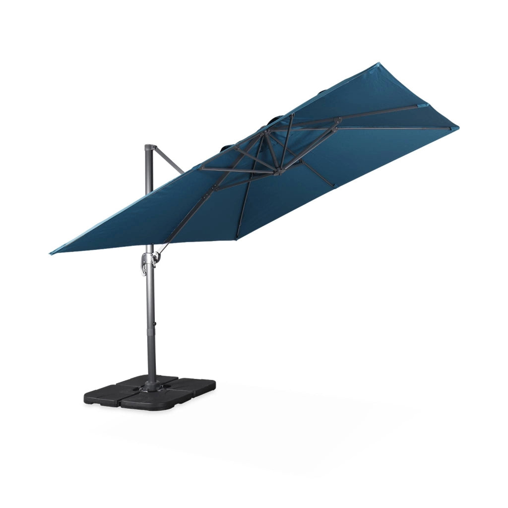 Ombrellone quadrato eccentrico, 3x3m, blu