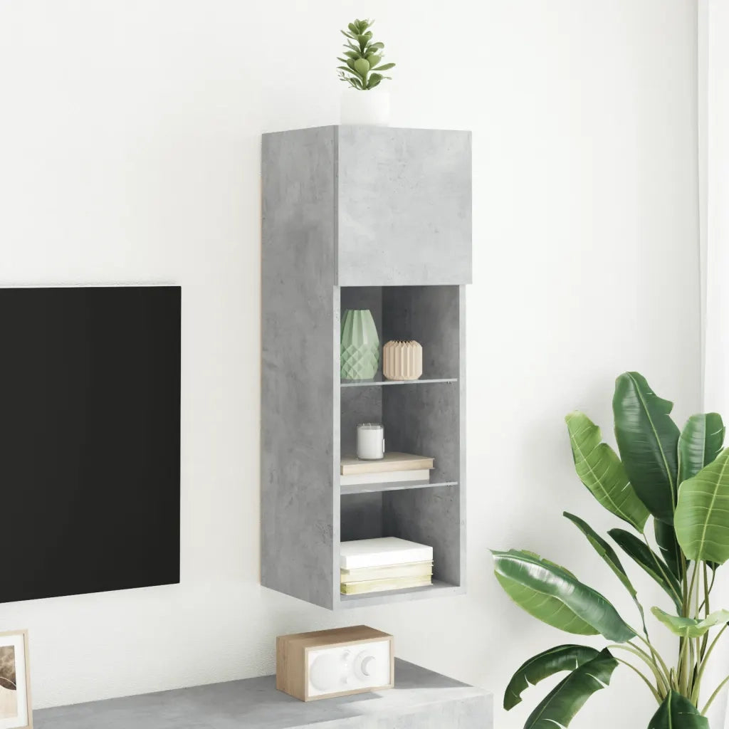 Mobile TV con Luci LED Grigio Cemento 30,5x30x90 cm 837007