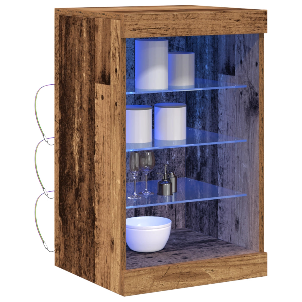 Credenza con Luci LED Legno Vecchio 41x37x67 cm