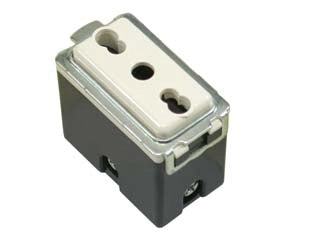 PRESA SICUREZZA BIVALENTE VENUS- - 2 poli+terra 10/16A alveoli ø mm.4/5 (7079.N) - 6 pezzi MARLANVIL