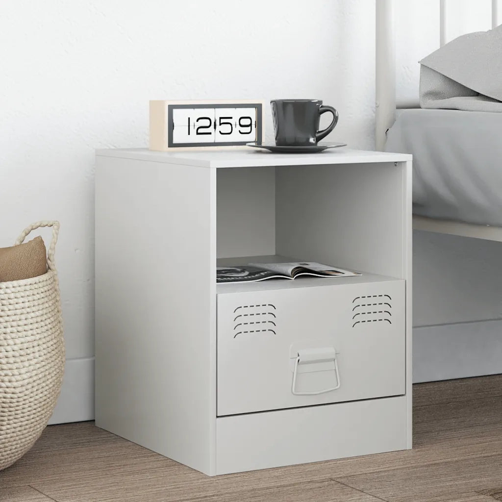 Comodino-Tavolino da notte Bianco 34,5x39x44 cm in Acciaio 303455