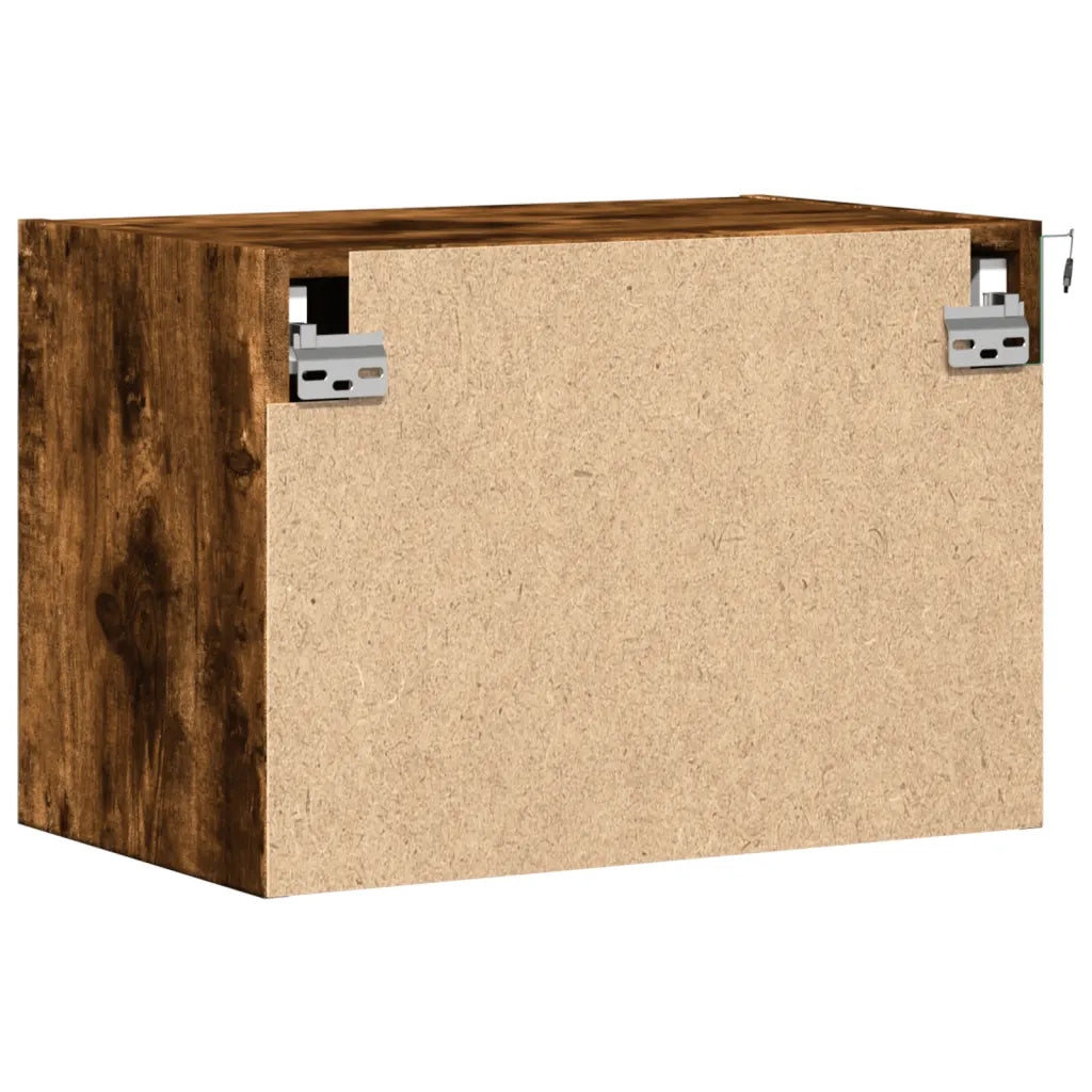 Comodini a Parete con luci LED 2 pz Rovere Fumo 852098