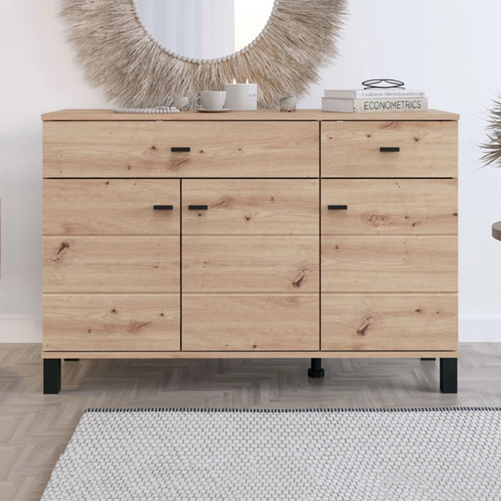 Madia Jerico, Credenza 3 Ripiani, 116x35x78h cm Marrone Rovere Nodi