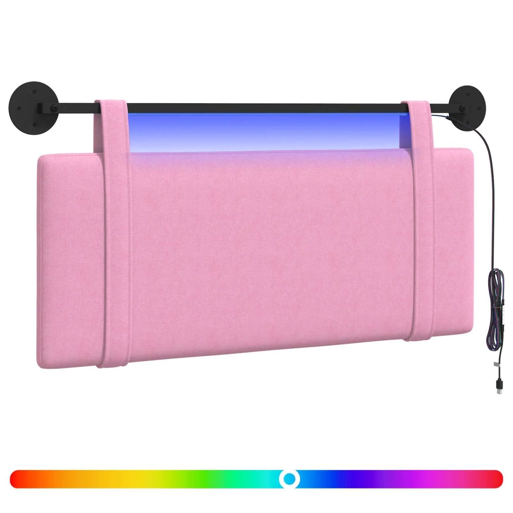 Testiera sospesa Con luce LED Rosa Tessuto