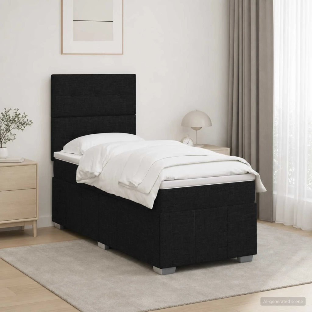 Letto Box Spring LED con Materasso Nero 100 x 200 cm Tessuto 3455537