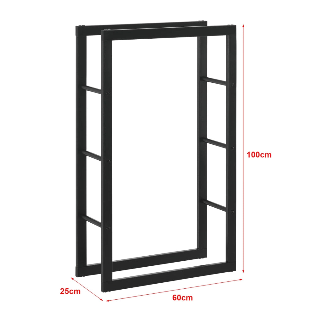Portalegna per uso interno/esterno portalegna di design supporto per legna da ardere acciaio 60 x 25 x 100 cm nero 03_0006300