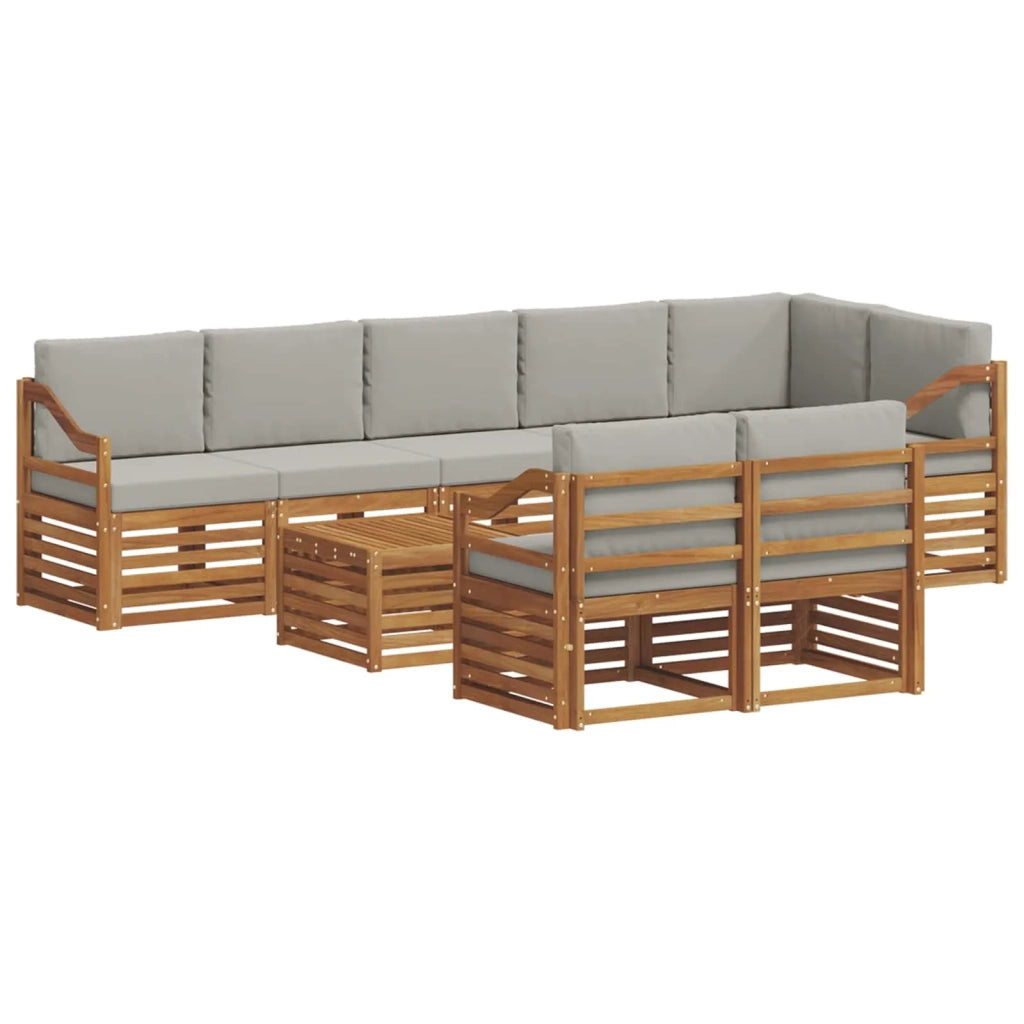 Set divani con cuscino 9 pcs Grigio Naturale e Chiaro 3375066