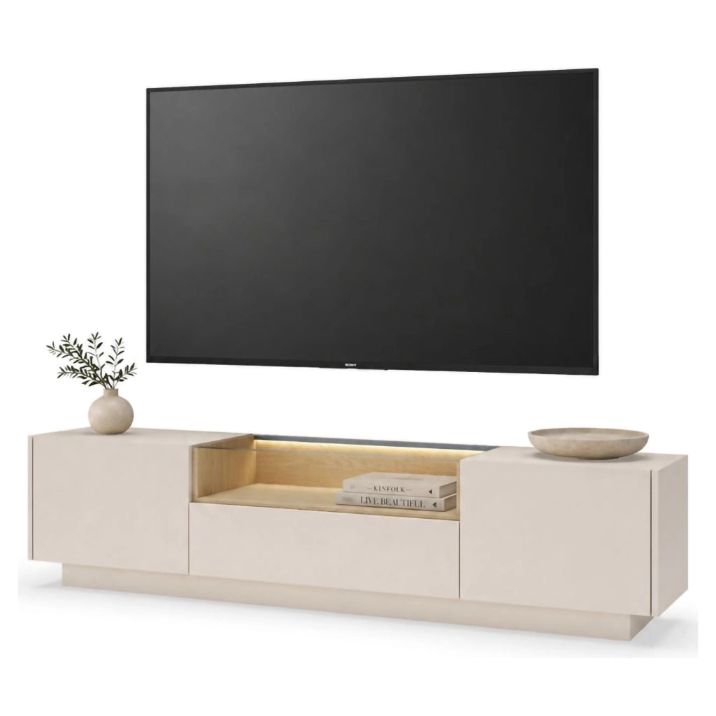 Kakaha, Mobile Porta tv un Cassetto, 176x40x43h cm Beige