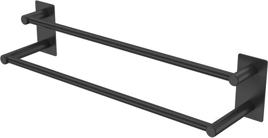 Manicotto per asciugamano senza perforazione, adesivo per asciugamano da bagno, maniglione per asciugamano in acciaio inossidabile liscio, per bagno e cucina (nero, 40 cm)