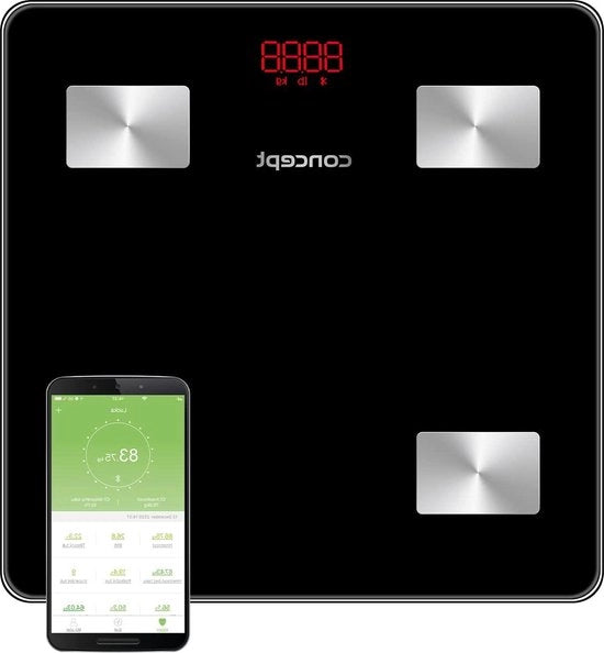Diagnosi con scala di peso - con app - bilancia digitale - analisi del corpo - bilancia per il grasso corporeo - massa muscolare - IMC - display a LED - Bluetooth - peso massimo 180 kg