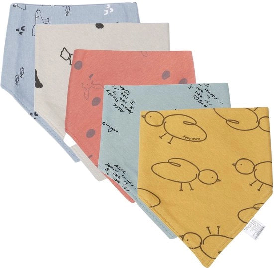 Slabbetjes per Bambino 5-pack in Cotone Puro con 2 Doppie Frecce Regolabili per Bambini (Per Ragazzi)