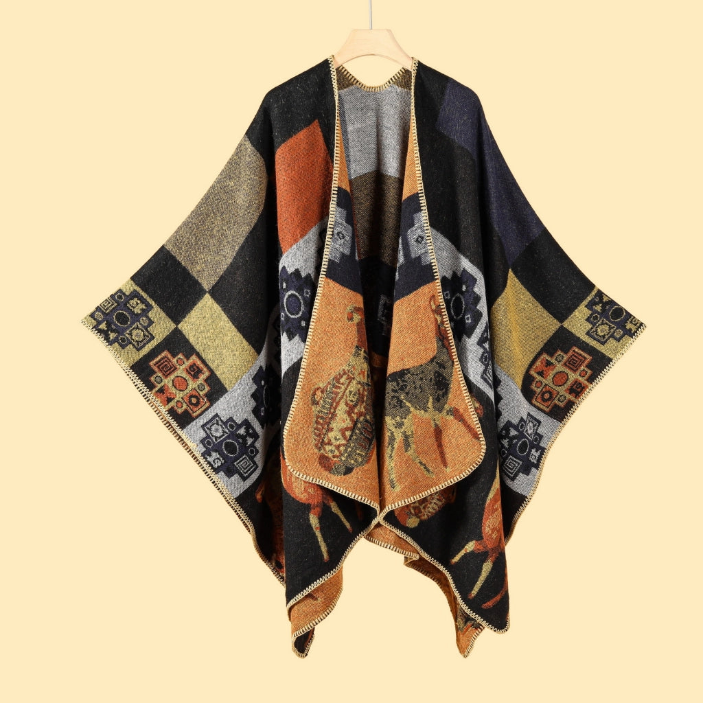 Sciarpa grande, semplice ma sofisticata, in stile etnico delle praterie, mantella, sciarpa in cashmere