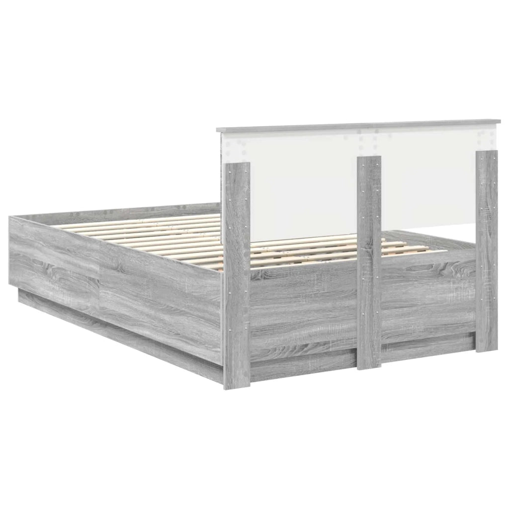 Struttura del letto con testiera Grigio Sonoma 135 x 190 cm