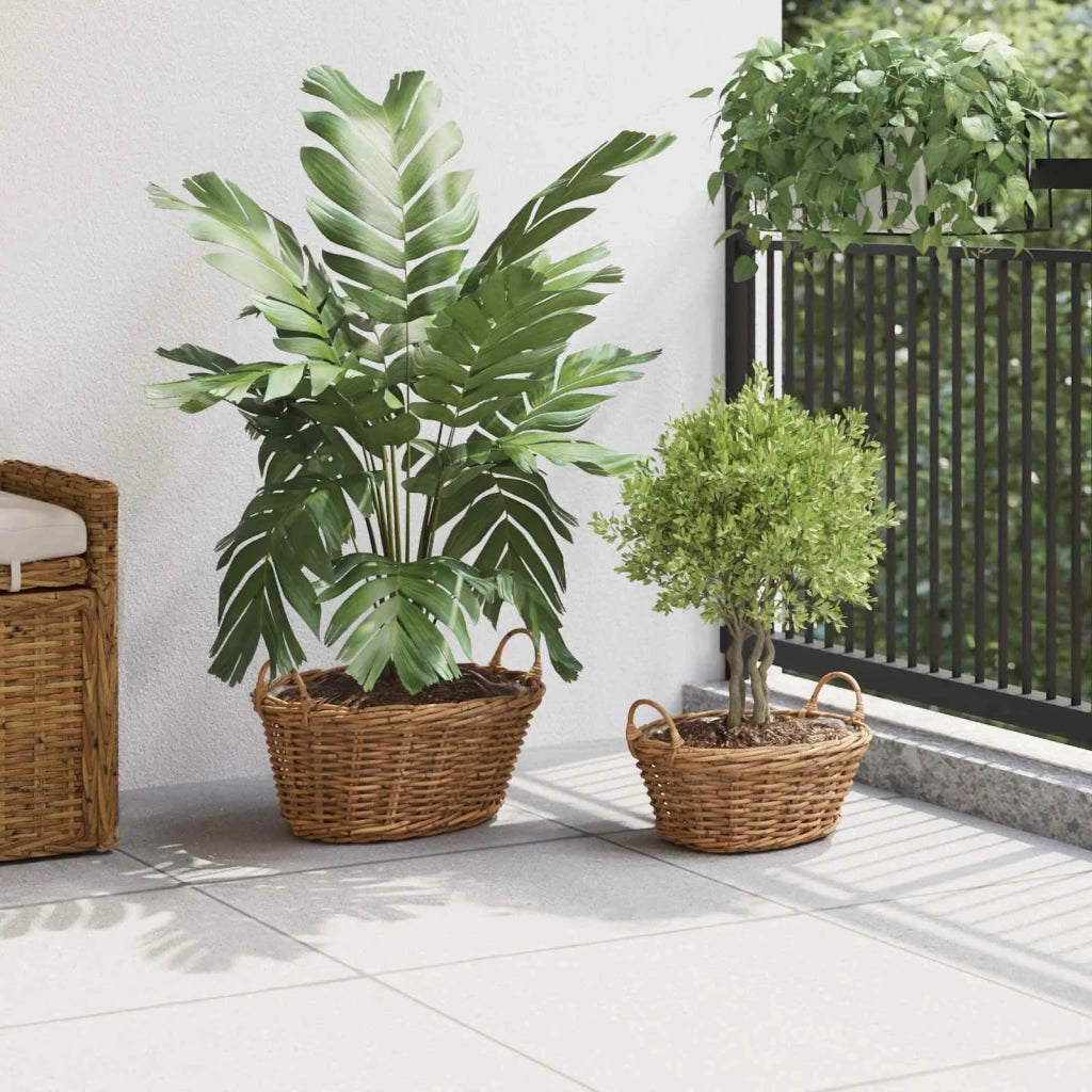 Cesto per Piante con archiviazione 2 pcs Marrone Rattan Lacak 42020964