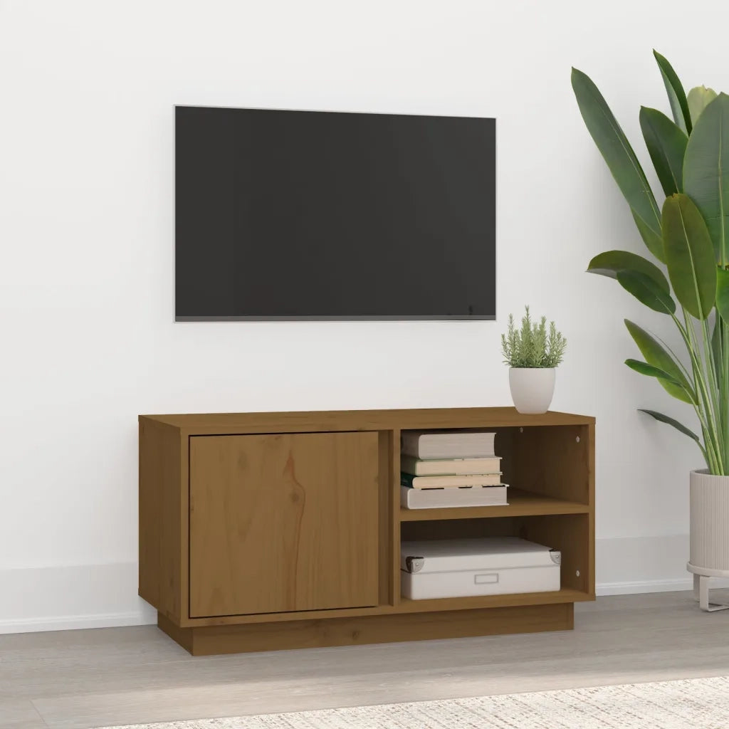 Mobile Porta TV Miele 80x35x40,5 cm in Legno Massello di Pino cod mxl 26939