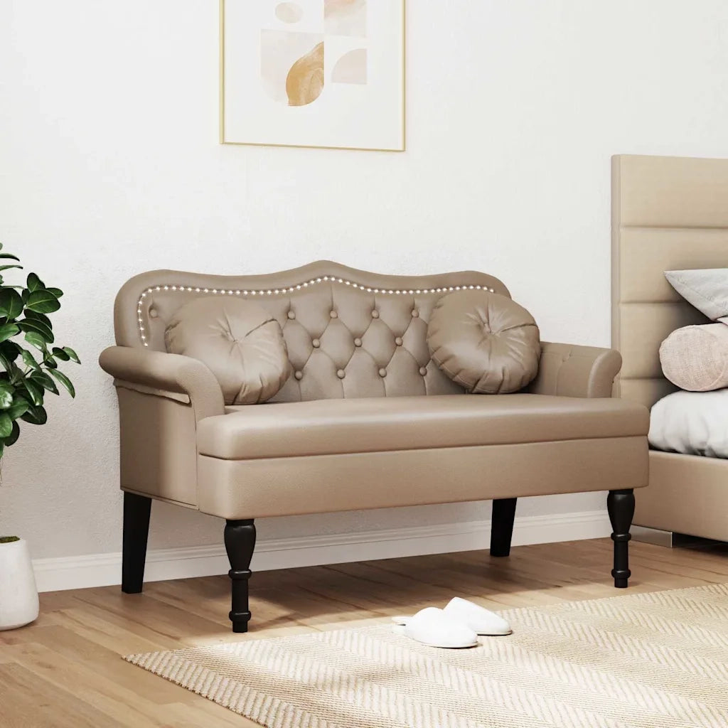 Panca Chesterfield con cuscino Cappuccino 120,5 x 65 x 75 cm
