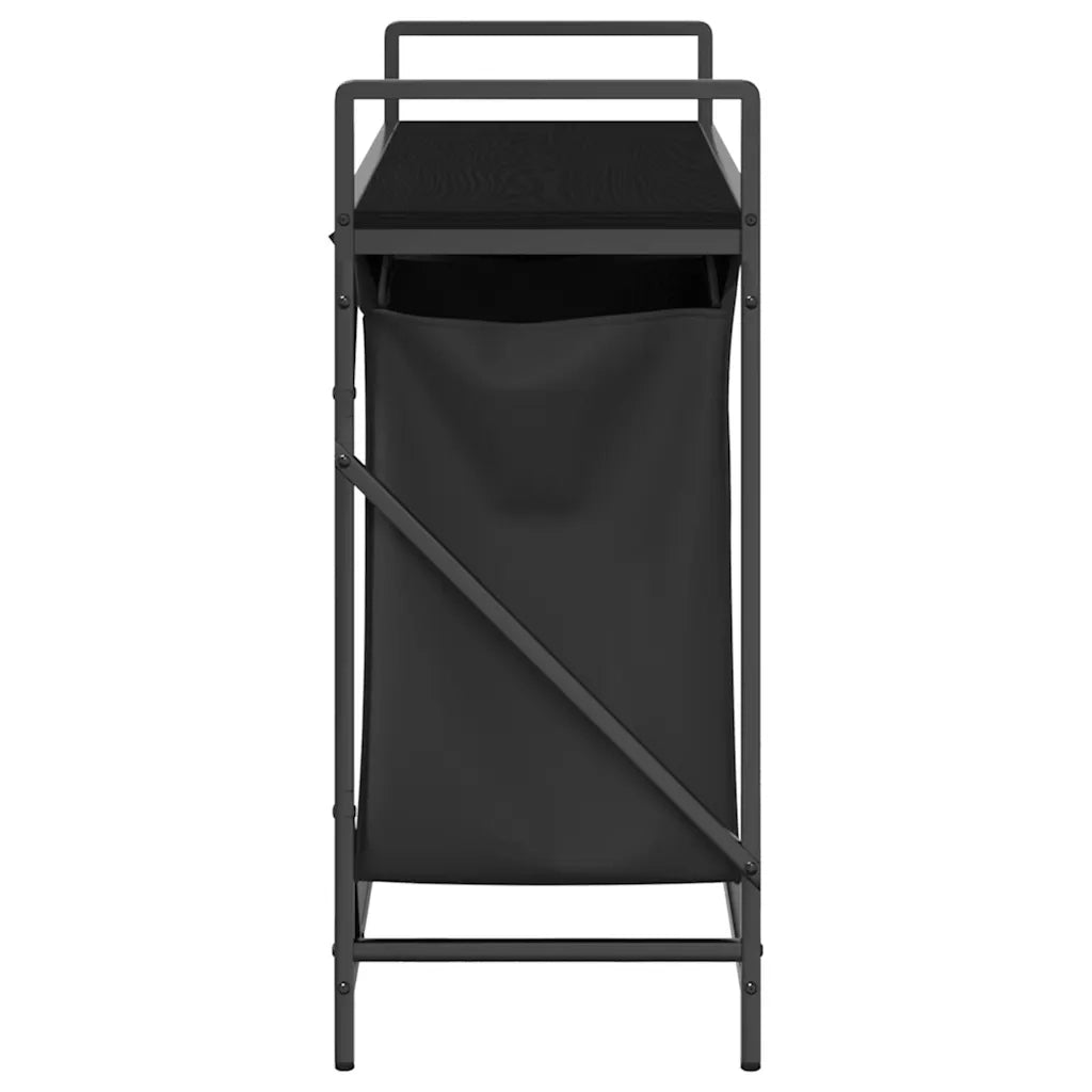 Cesto della Biancheria 2 Scomparti con Ripiano in Rovere Nero CFW4174460
