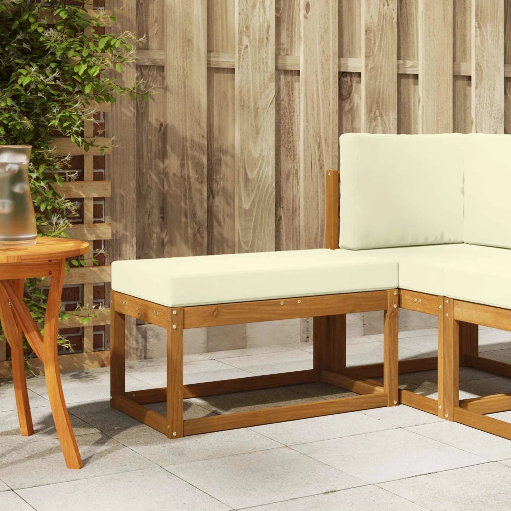 Sedia da giardino-Panca da esterno con cuscino Naturale e Crema 79 x 43 x 37 cm