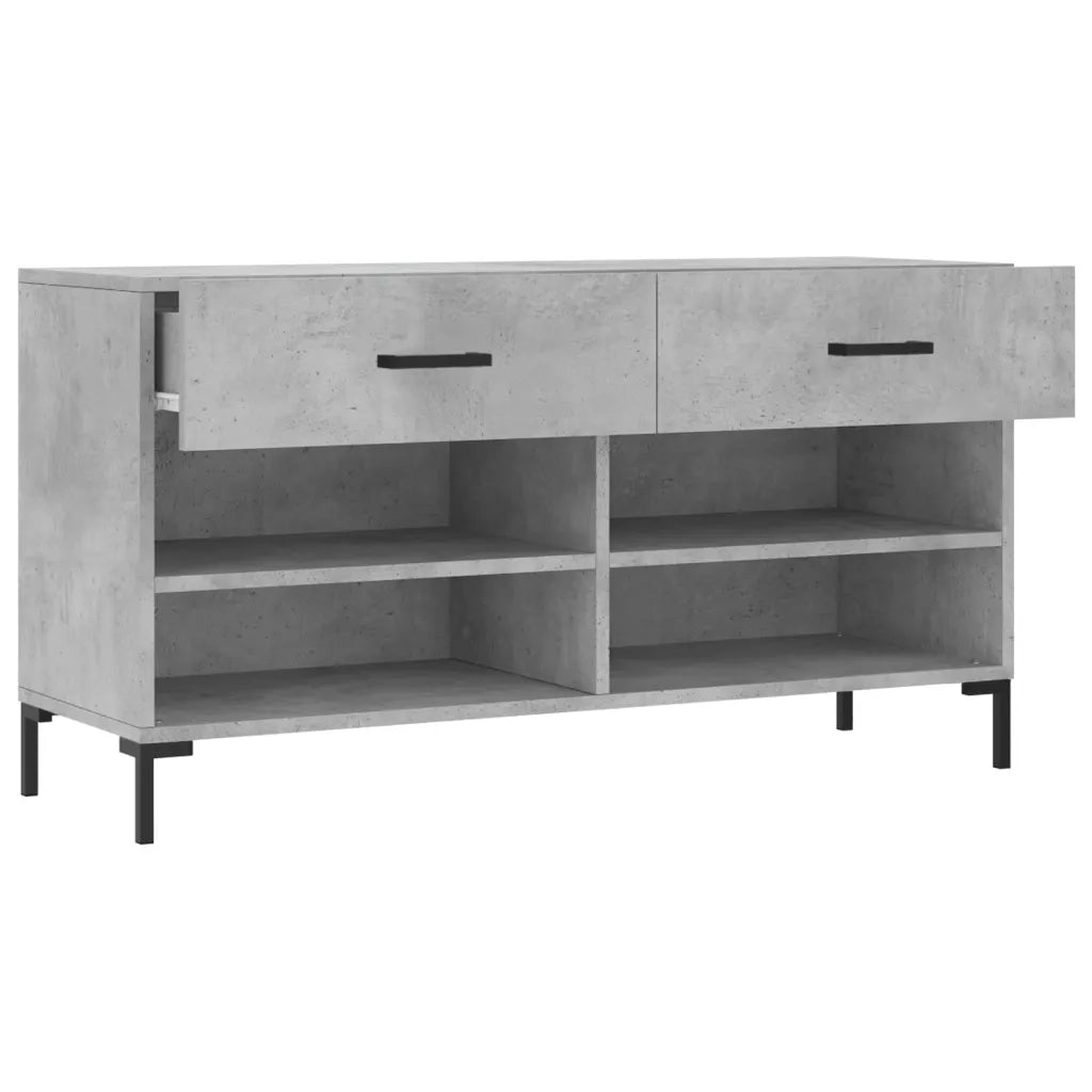 Panca Porta Scarpe-Sgabello-Panca Scarpiera Grigio Cemento 102x35x55cm Legno Multistrato 972346