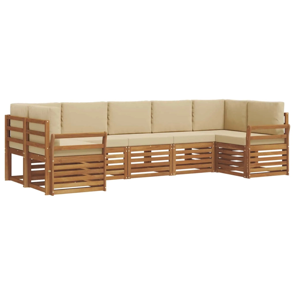 Set divano sezionale con cuscino 7 pcs Naturale e Beige 3375413