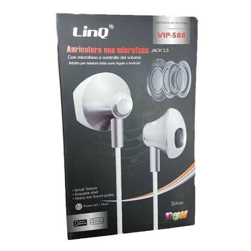 Trade Shop - Cuffie Auricolari Smartphone Controllo Volume Con Microfono Jack 3,5 Mm Vip-588 -
