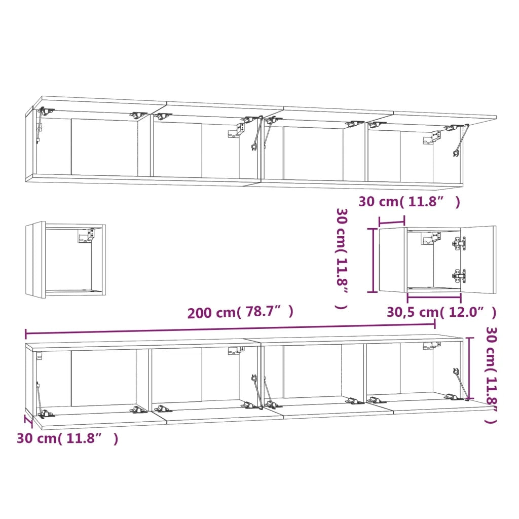 Set di Mobili Porta TV 6 pz Rovere Sonoma in Legno Multistrato 3114368