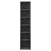 Scaffale porta CD/DVD a torre con 6 ripiani 90 x 20 x 20 cm MDF melaminico grigio scuro 03_0001679