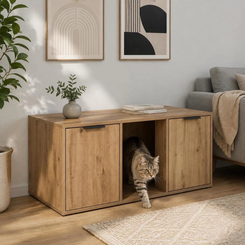 Mobile Per Gatti Rovere Artigianale 100 X 49 X 45 Cm
