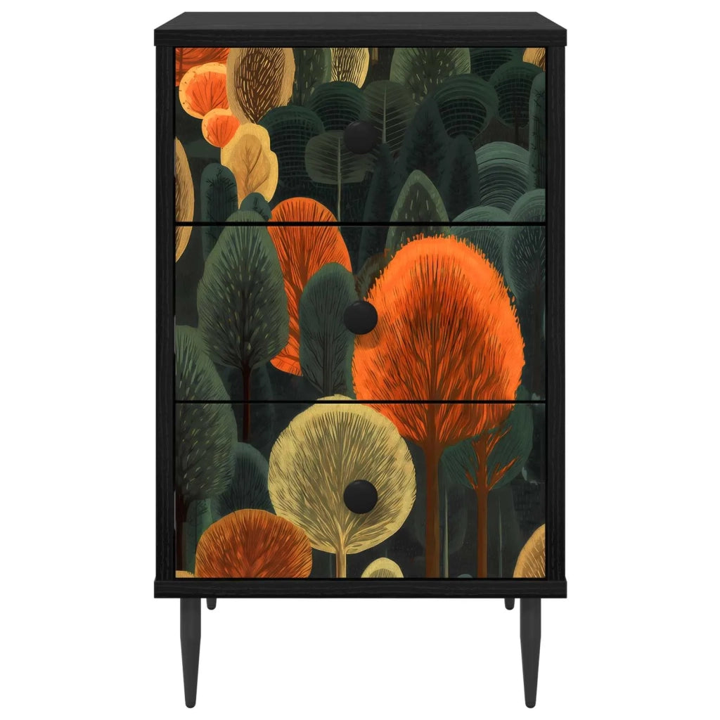 Armadio da Notte ZAANDAM 2 pz Rovere Nero 36 x 33 x 61 cm 8007332