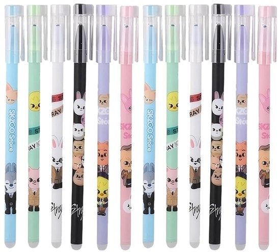 Set di Pennarelli Umidificabili da 12 - Disegno Multifunzionale - Scrittura di Alta Qualità - Illustrazioni Uniche di Stray Kids