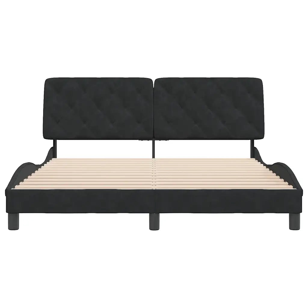 Giroletto senza Materasso-Struttura Letto Nero 160x200 cm in Velluto 615489