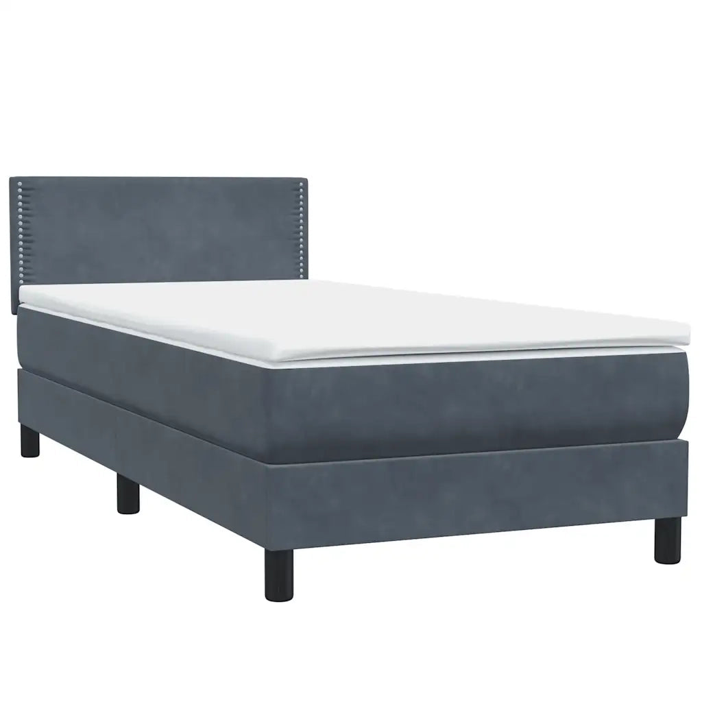Letto a Molle con Materasso e LED Grigio Scuro 90x220 cm Velluto 3316816