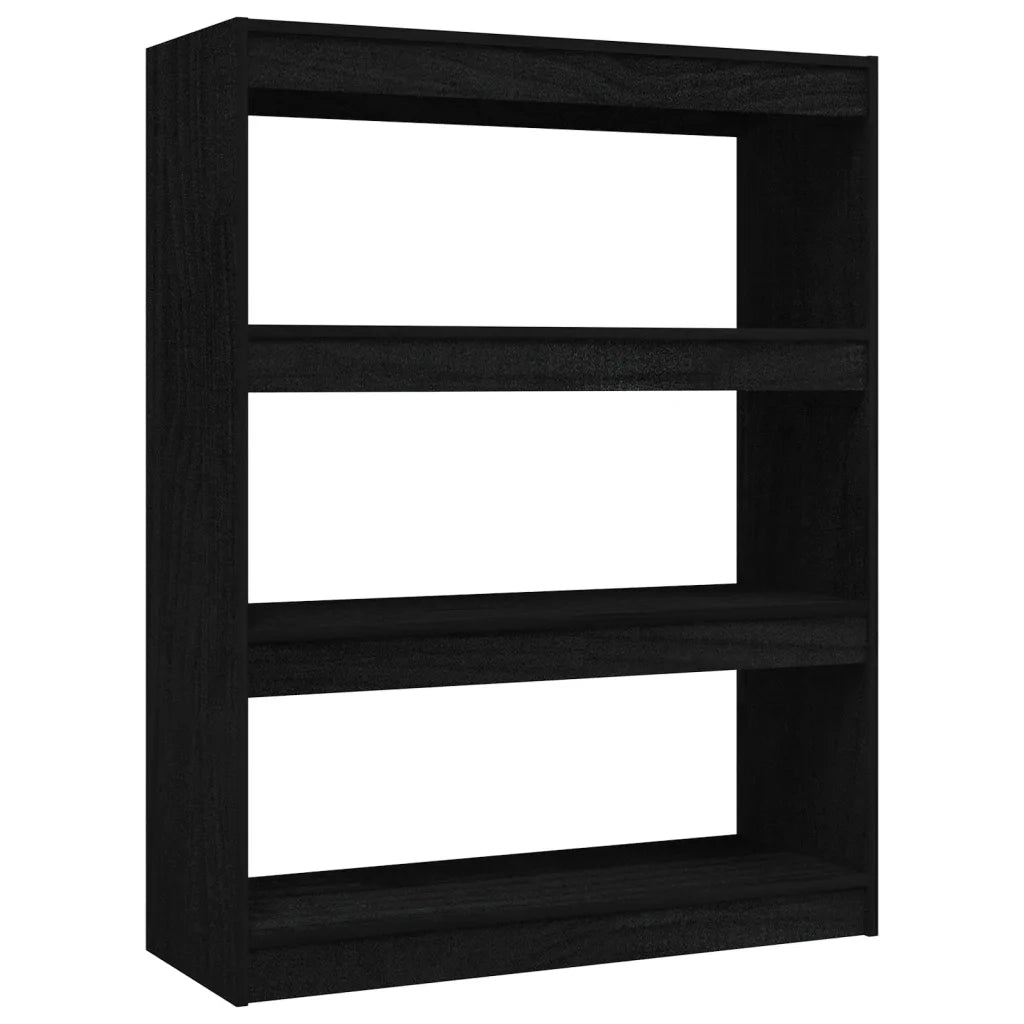 Libreria Divisorio-Scaffale per Libri-Mobile di Stoccaggio Nero 100x30x103 cm in Legno Massello di Pino
