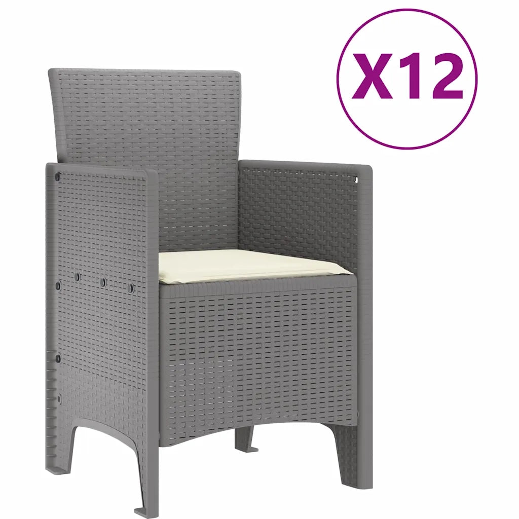 Set da Pranzo per Giardino con cuscino 13 pcs Grigio chiaro