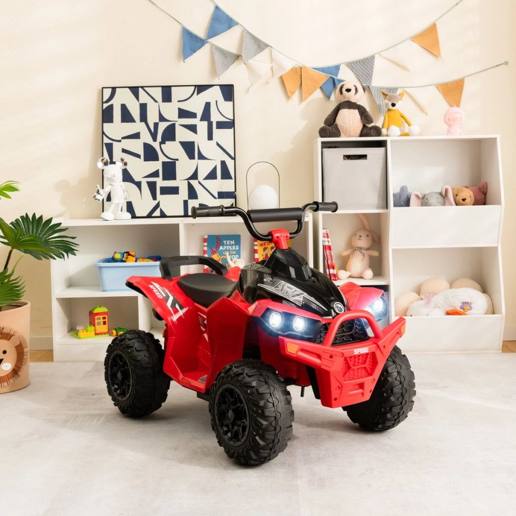 ATV elettrico per bambini a 12V, Veicolo a batteria con velocit¨¤ alta o bassa sedile comodo ruote larghe corno Rosso-Macchinine giocattoli