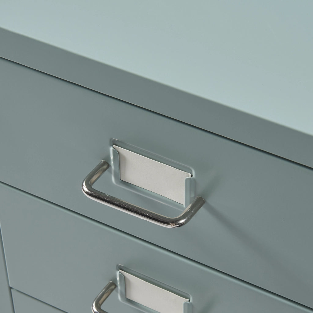 Cassettiera Kökar in Acciaio Mobile Archivio con 5 Cassetti e Rotelle - Menta Verde [en.casa]