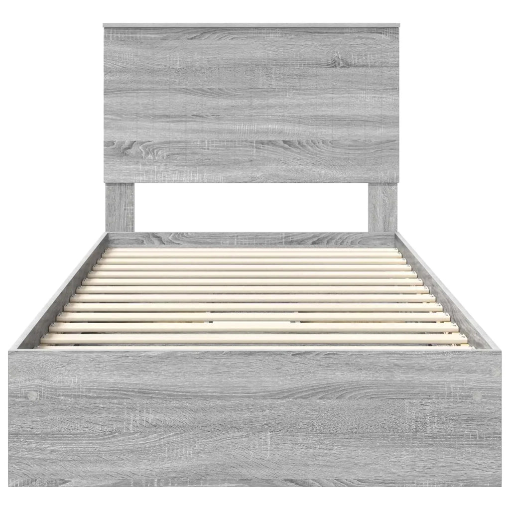 Letto con Contenitore con testiera Grigio Sonoma 100 x 200 cm